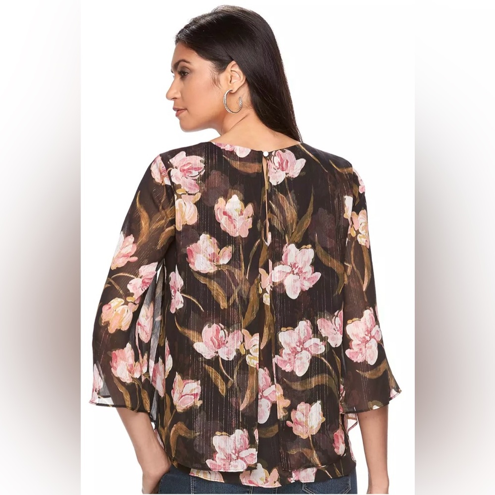 Jennifer Lopez floral print/gold threading blouse
